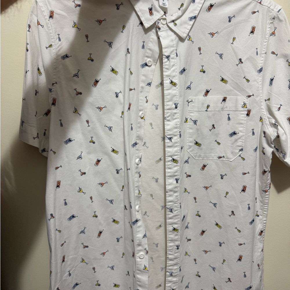 Abound White and Blue Casual Button Down Shirt